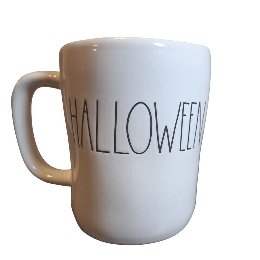 Rae Dunn Magenta Happy Halloween Mug Coffee Cup White Orange Irregular Shape